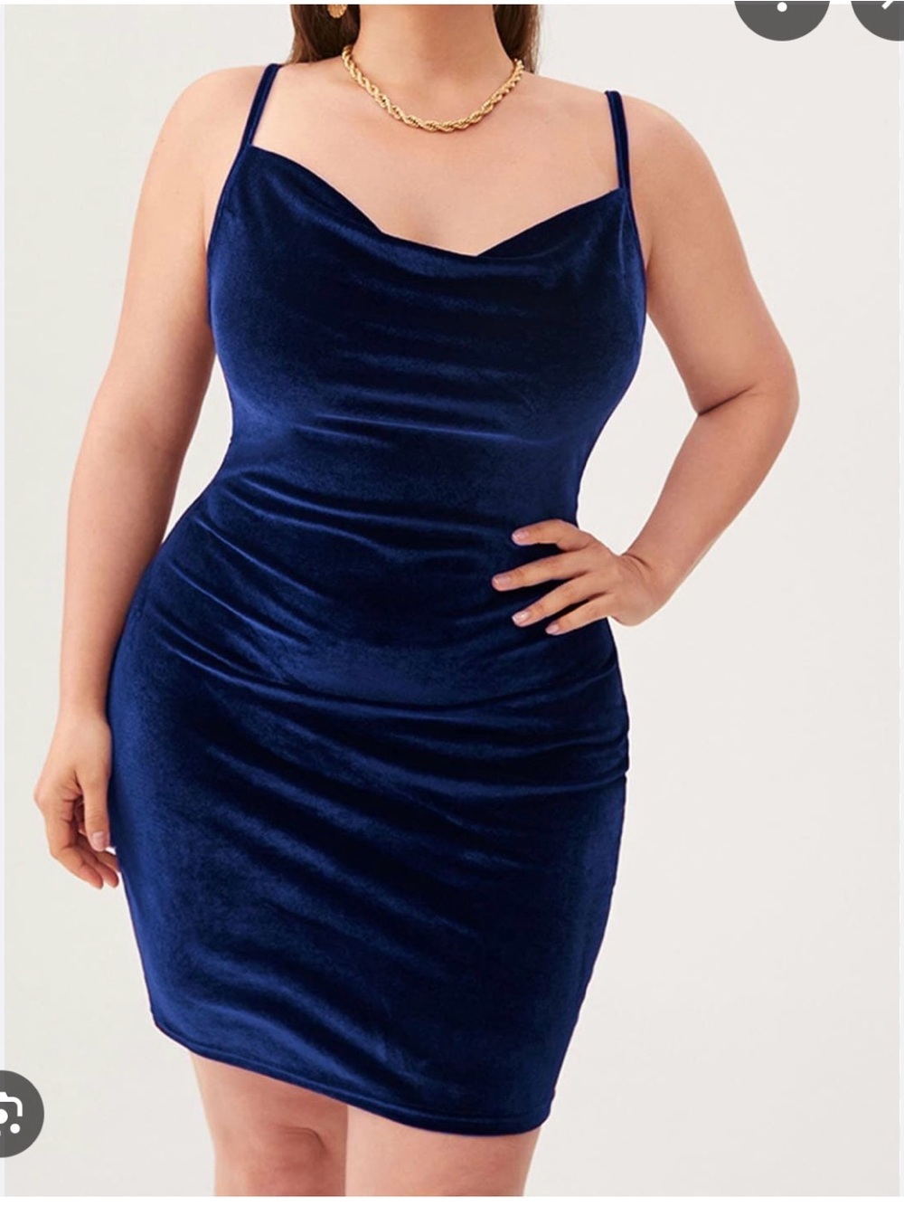 Navy Blue Velvet Bodycon Dress